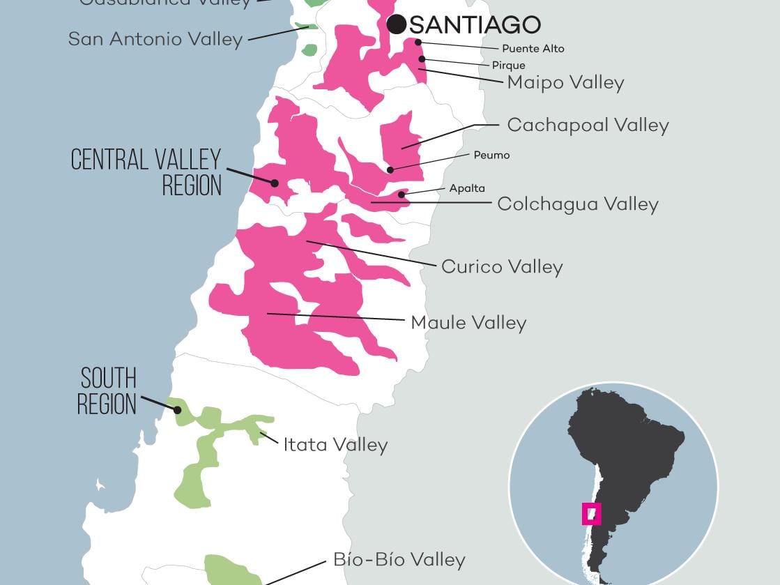 Mapa ng gitnang lambak Chile