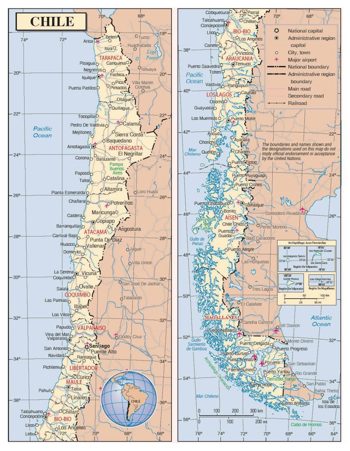 mapa ng Chile sa mga lungsod