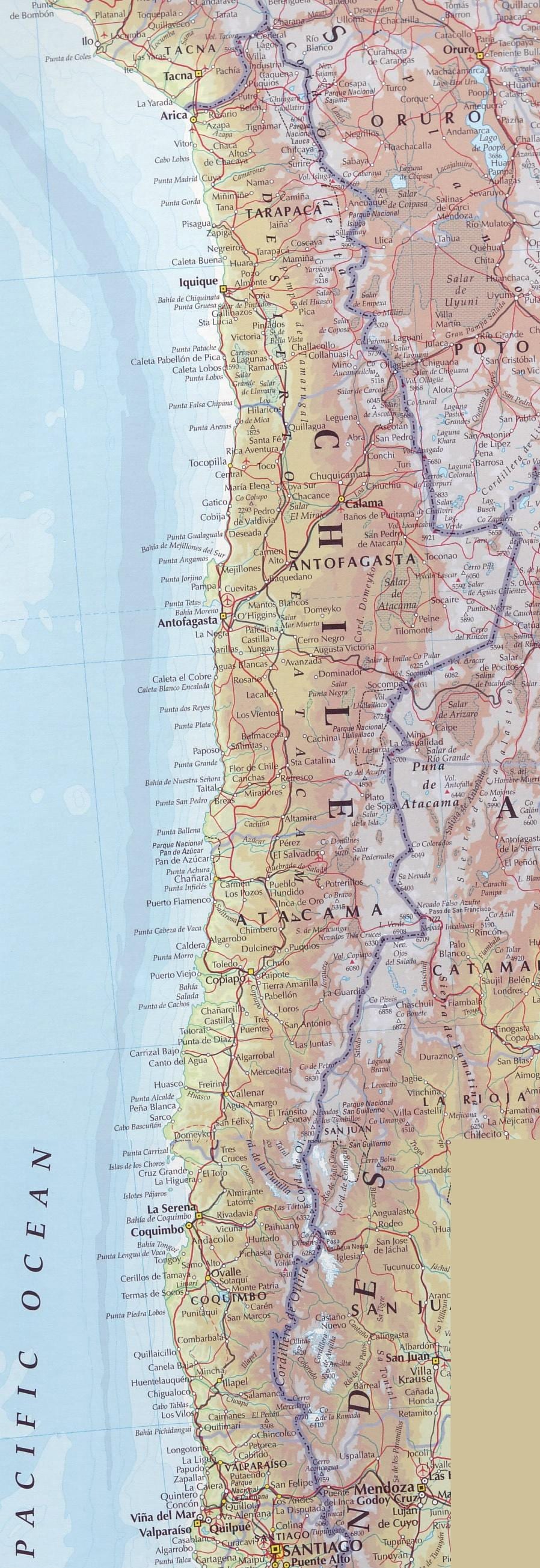 Mapa ng Chile kalsada 