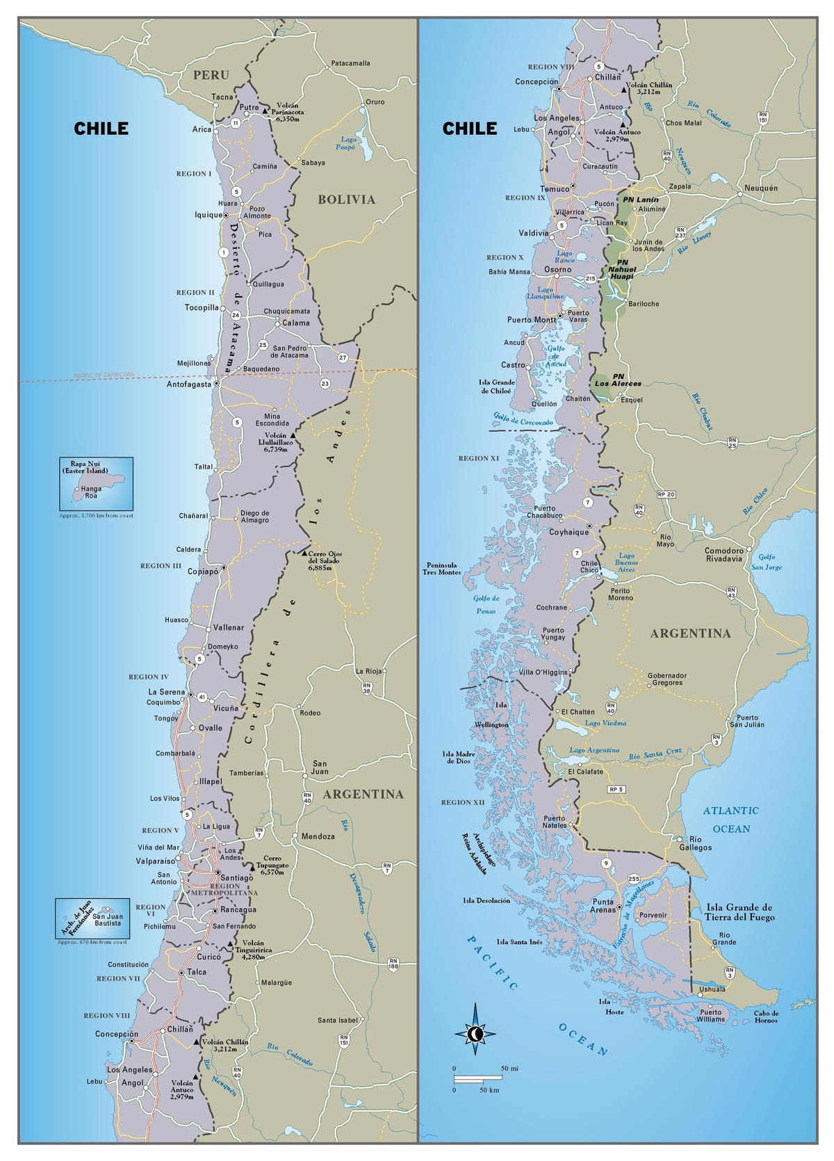 Mapa ng paglalakbay sa Chile