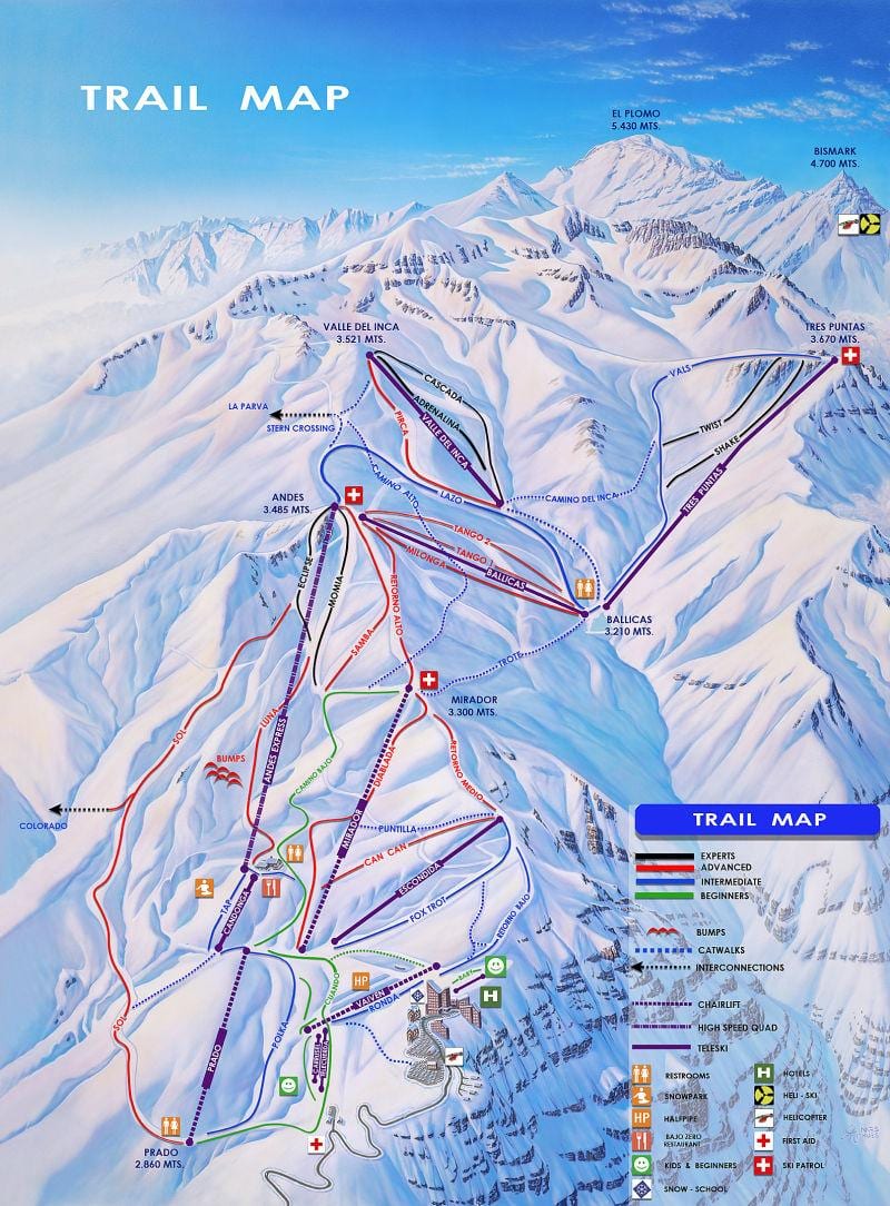 Mapa ng Chile ski resorts