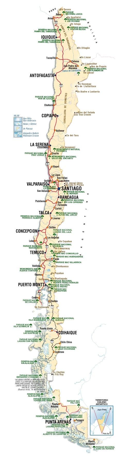Chile atraksyon mapa