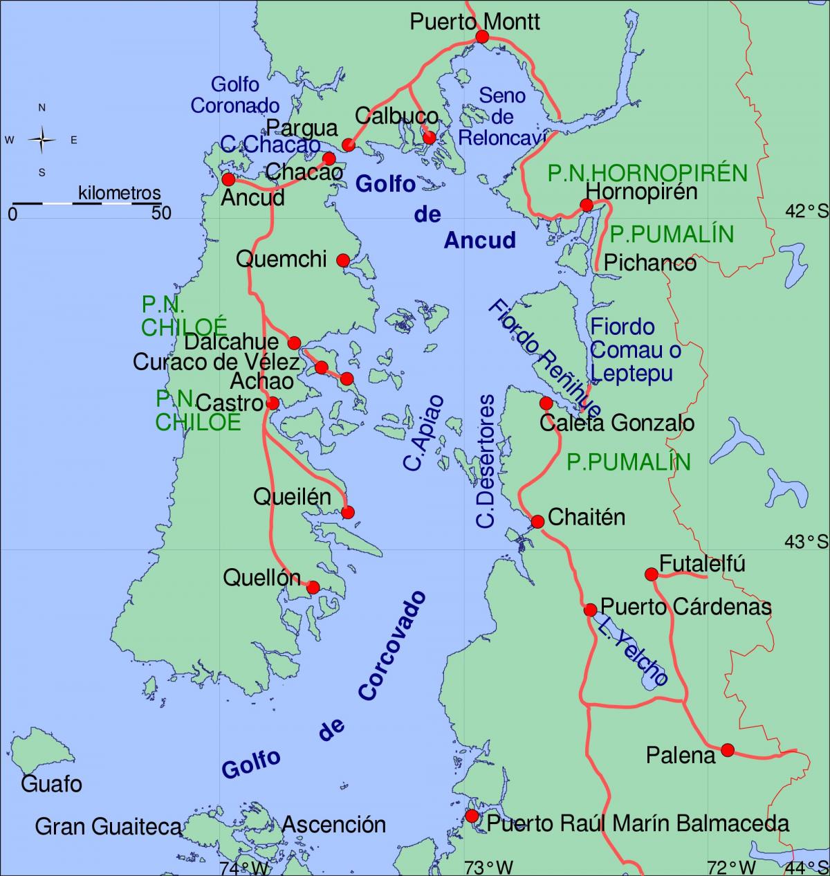 Mapa ng chiloe Chile