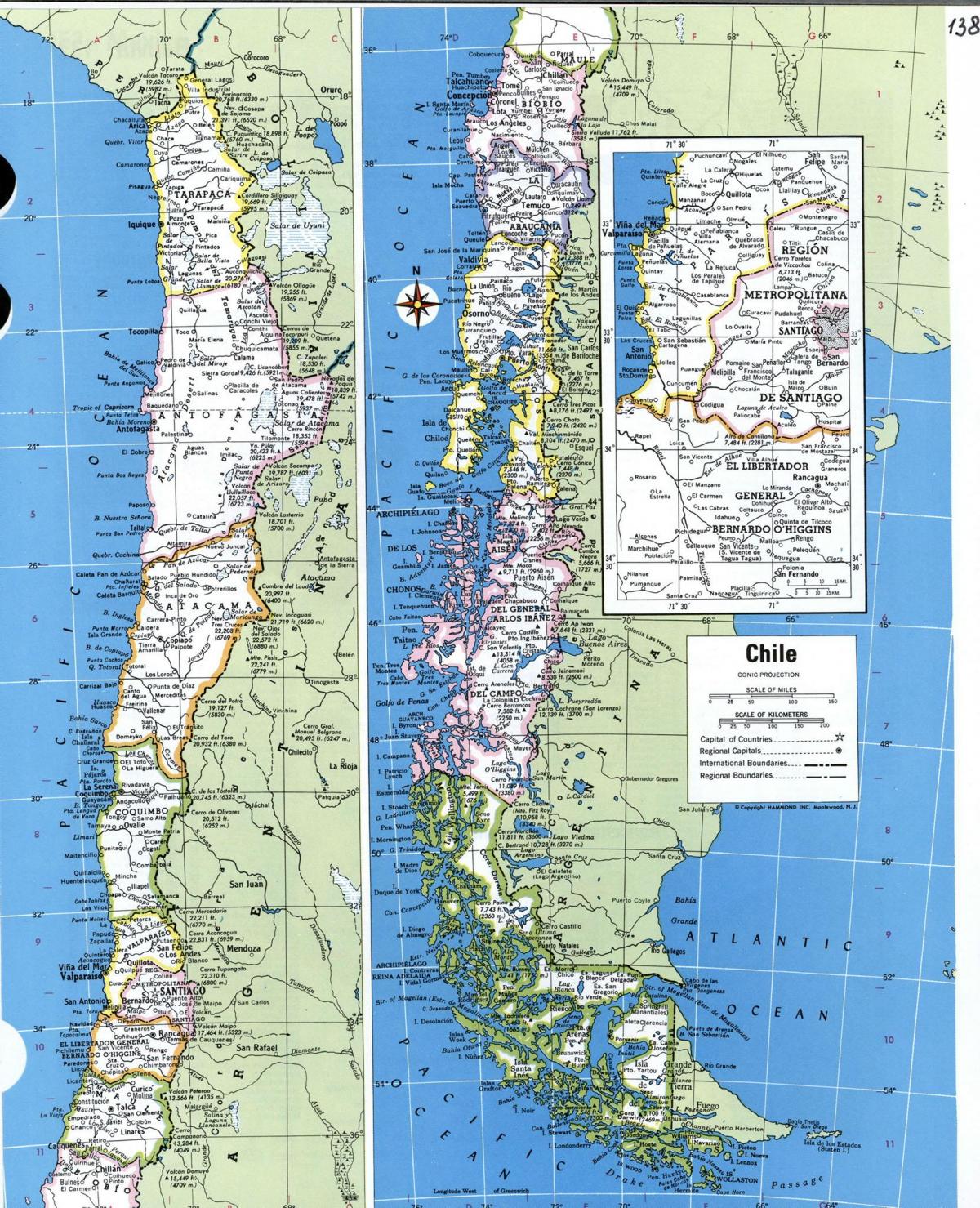 Mapa ng detalyadong Chile