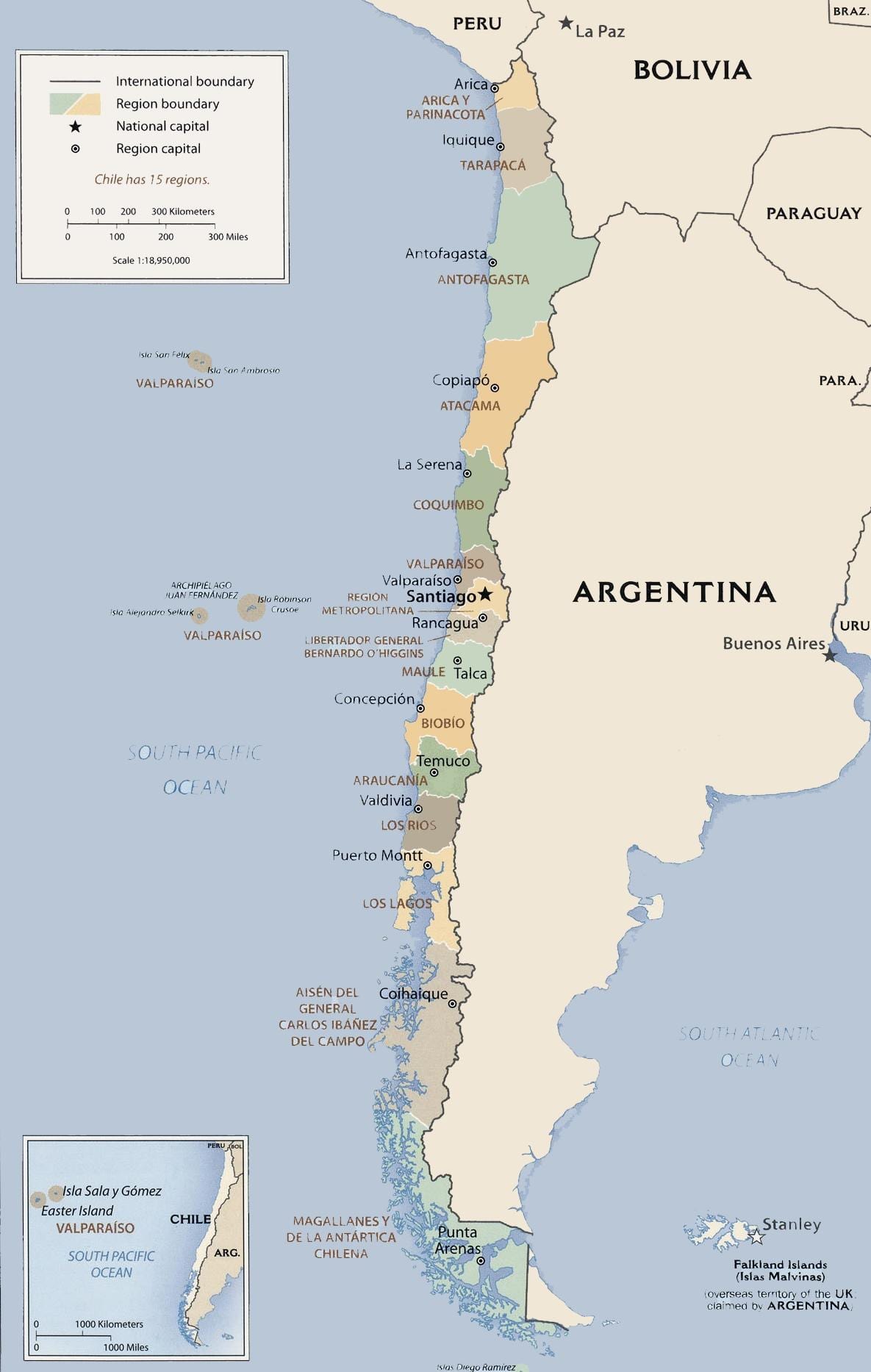 Mapa ng pampulitika Chile