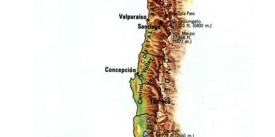 Chile elevation mapa